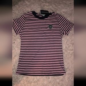 Blackfraft cult pink black striped shirt goth emo xl
